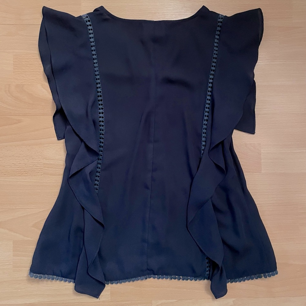 Alythea Navy Ruffled Blouse - Picture 2 of 5